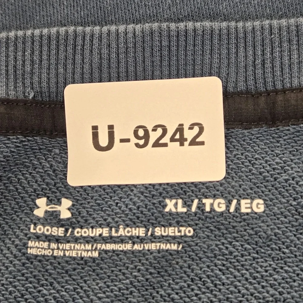 Under Armour Men Sweatshirt XL Blue‎ Colorblock UA Rival Terry Scribble Crew